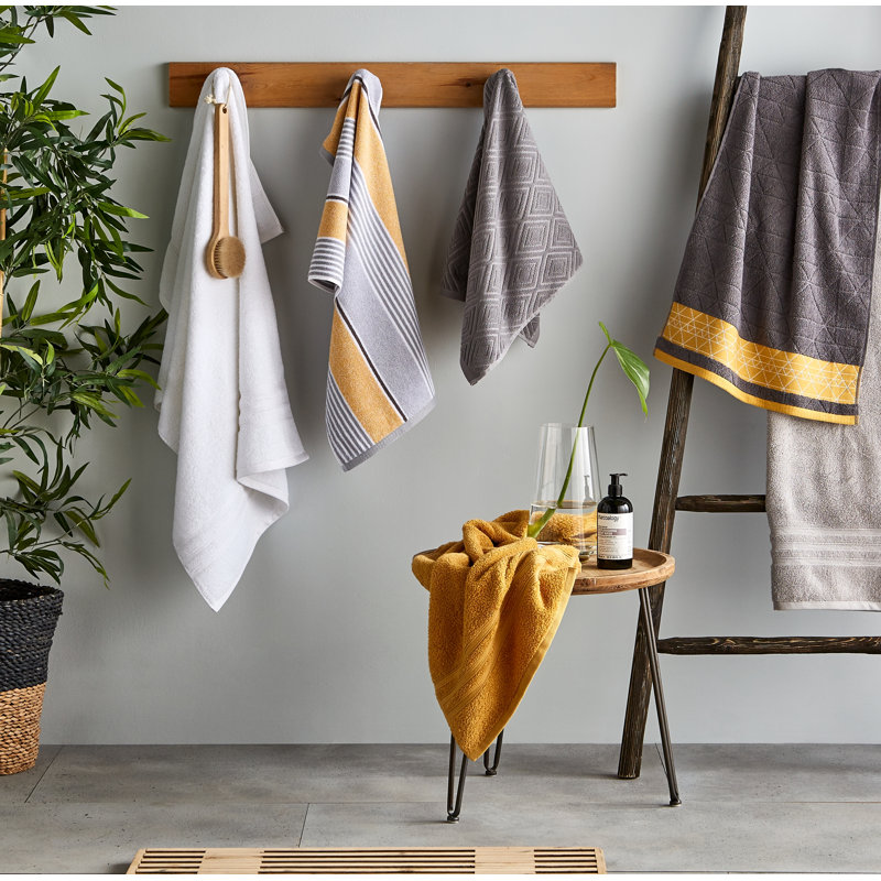 Textured Stripe Bath Towel, Ochre