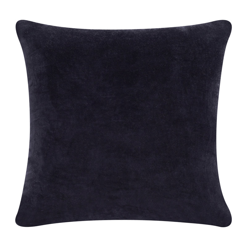 20" Black Cotton Velvet Square Throw Pillow
