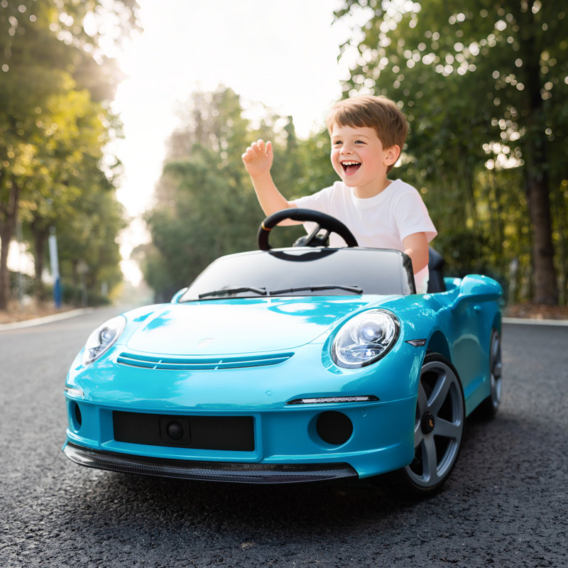 AIYAPLAY Electric Car for Kids 12V Licensed RUF GT for 3-5 Years, Blue