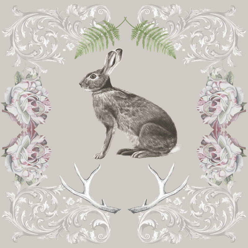 «Hare & Antler I» par Naomi McCavitt, impression sur toile tendue, H 12 po x l 12 po x P 1,25 po