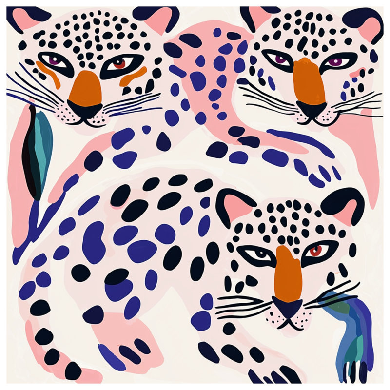 Abstract Leopards Illustration Double Sided Throw Pillows, 20 po x 20 po