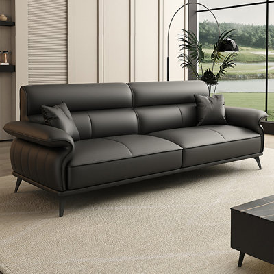Black Genuine Leather Modular Sofa
