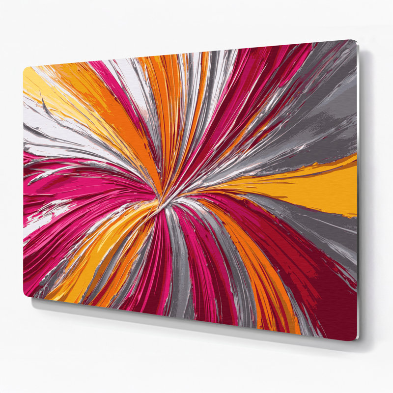 «Lyrical Abstraction 76», art mural en métal rouge, H 11 po x l 14 po