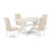 5 Piece Dining Room Table Set Includes a Rectangle Dining Table with X-Legs and 4 Light Beige Linen Fabric Upholstered Chairs, linen white-216157444-216157467