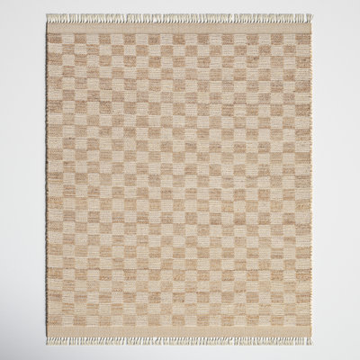 Tali Checkered Handmade Flatweave Area Rug in Brown/Beige
