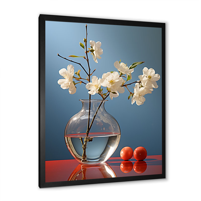 Perle pureté nature morte - impression, H 20 po x l 12 po x P 1 po, Cadre simple noir