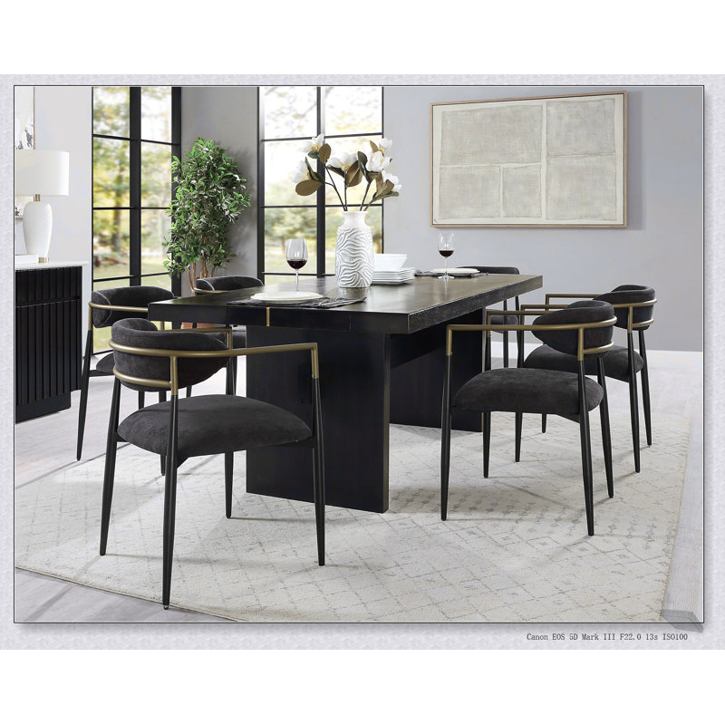 Ensemble de salle à manger 7 pièces Jaramillo Gold & Rustic Espresso Finish, élégant et durable pour les maisons modernes et traditionnelles