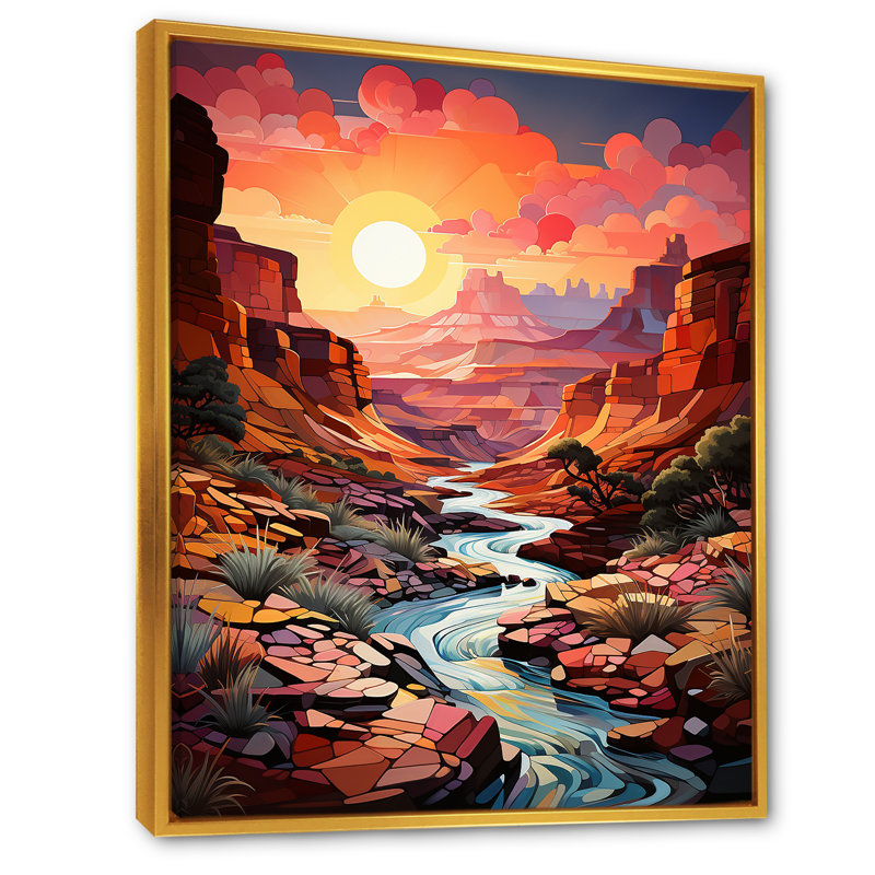 Canyon Canyon Sunrise Landscape, impression sur toile, H 40 po x l 30 po x P 1,5 po, Cadre flottant doré