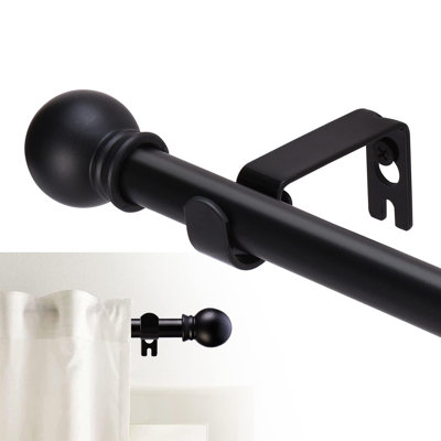 Curtain Rods For Windows 66-120 Inch, 5/8 Inch Decorative Matte Black Splicing Heavy Duty Metal Curtain Rod Set With Brackets