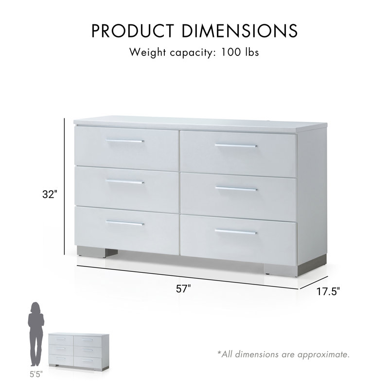 Alei 6 - Drawer Dresser, White