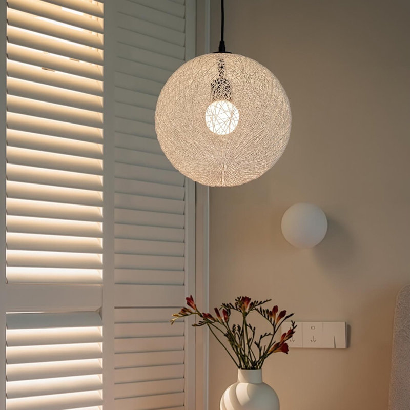 Luminaire suspendu sphère 1 lumière blanc, H 15,74 po x l 15,74 po x P 15,74 po, Blanc