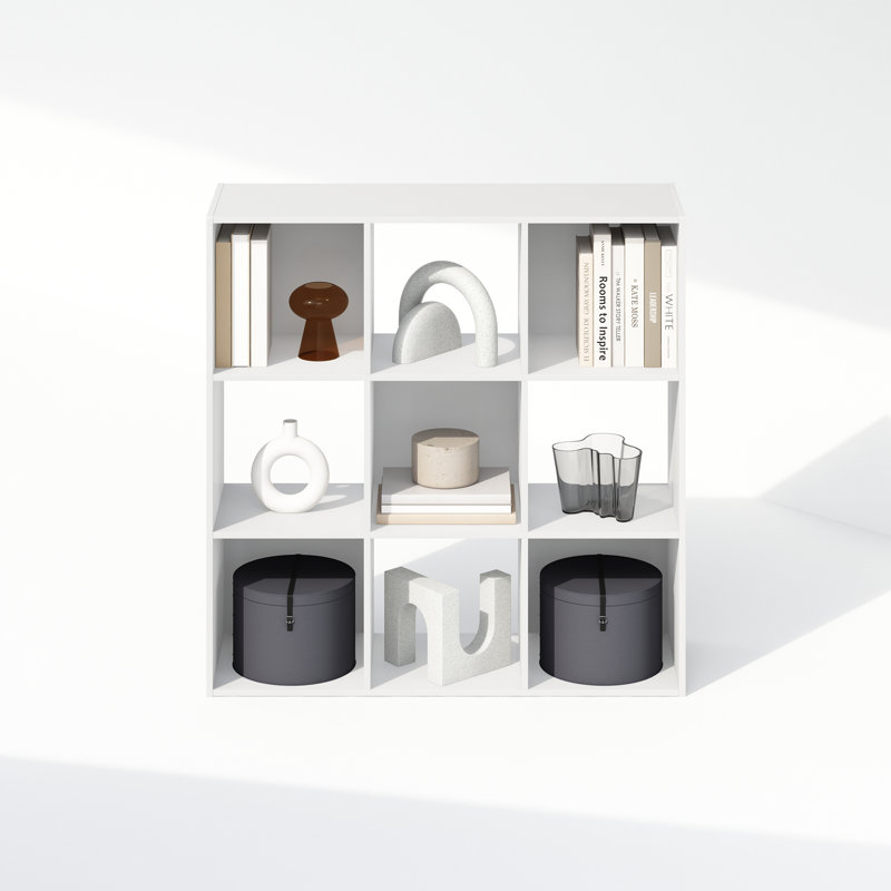 Étagère à livres à 9 compartiments, rangement cubique, 29,7 x 89,7 x 90 cm, idéale pour le salon, la chambre ou le bureau, blanche.