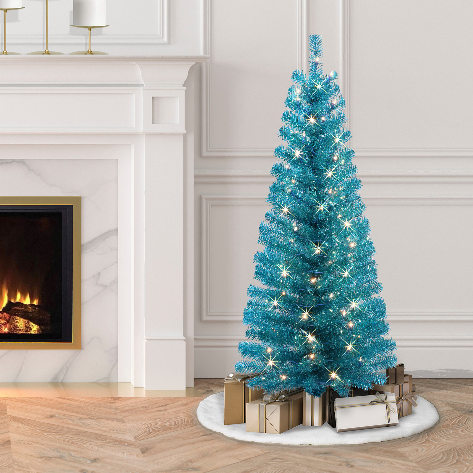 Glaudia 4.5' Lighted Artificial Pine Christmas Tree