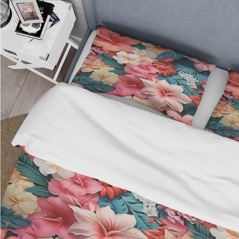 Tropicana Whimsy Tropical Pattern I Duvet Cover, Queen Duvet Cover + 2 Standard Shams