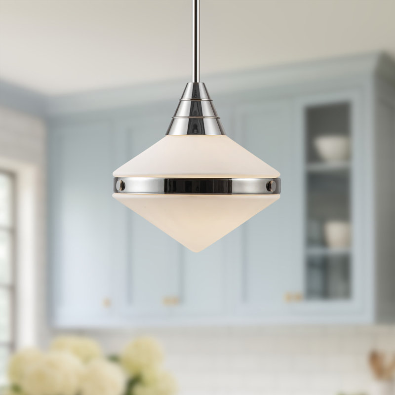 1 - Light Pendant, Polished Nickel, Matte Opal