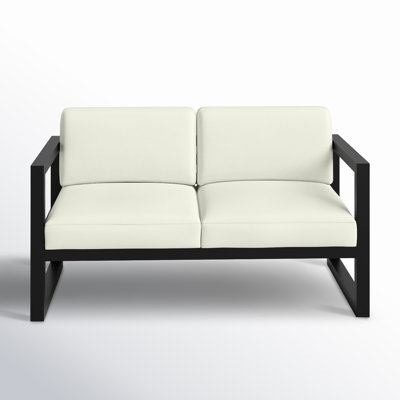 Smith 57.5'' Wide Straight Powder Coated Aluminum Loveseat with Sunbrella® Cushions