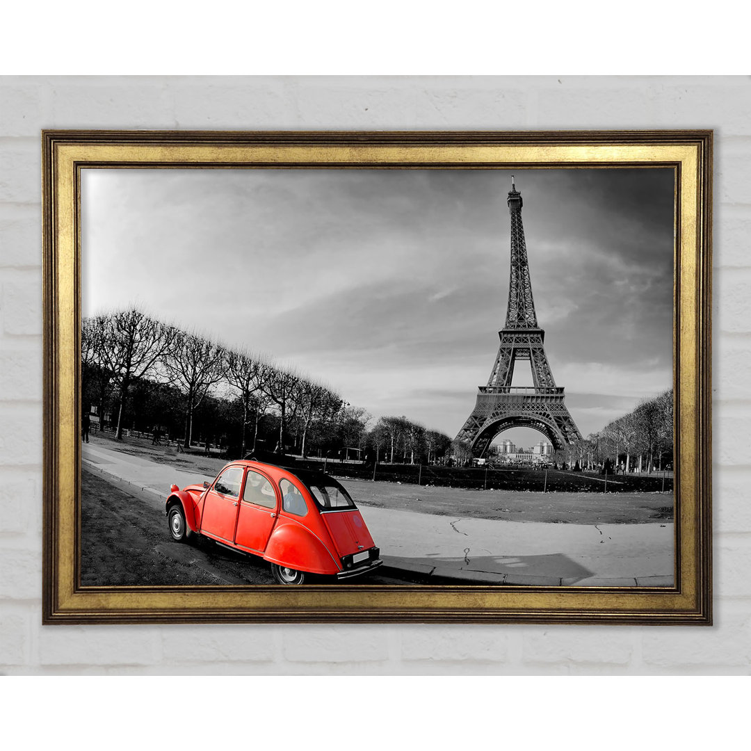 Rotes Auto-Eiffelturm Paris - Druck