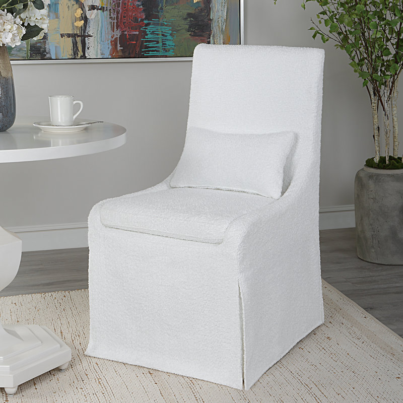 Chaises de salle à manger Beulah, Polyester blanc