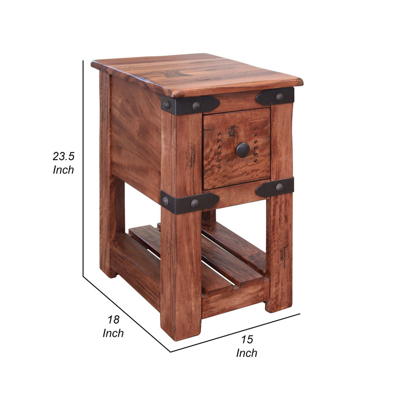 Bromborough Solid Wood Top 1 End Table with Storage