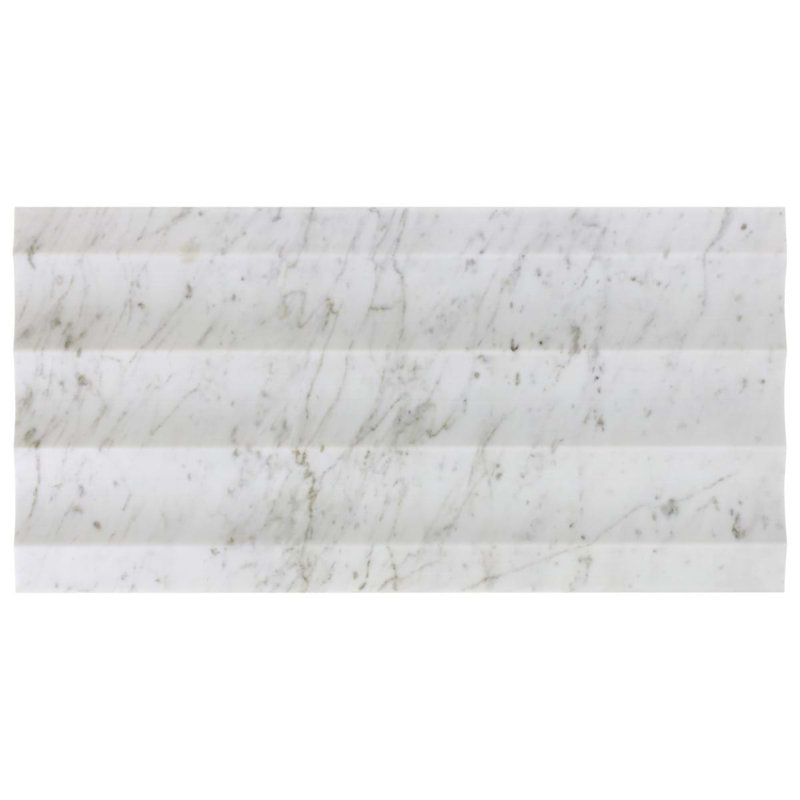Stonework Carrara White 12x24 Marble Tile, Fluted 3D Honed