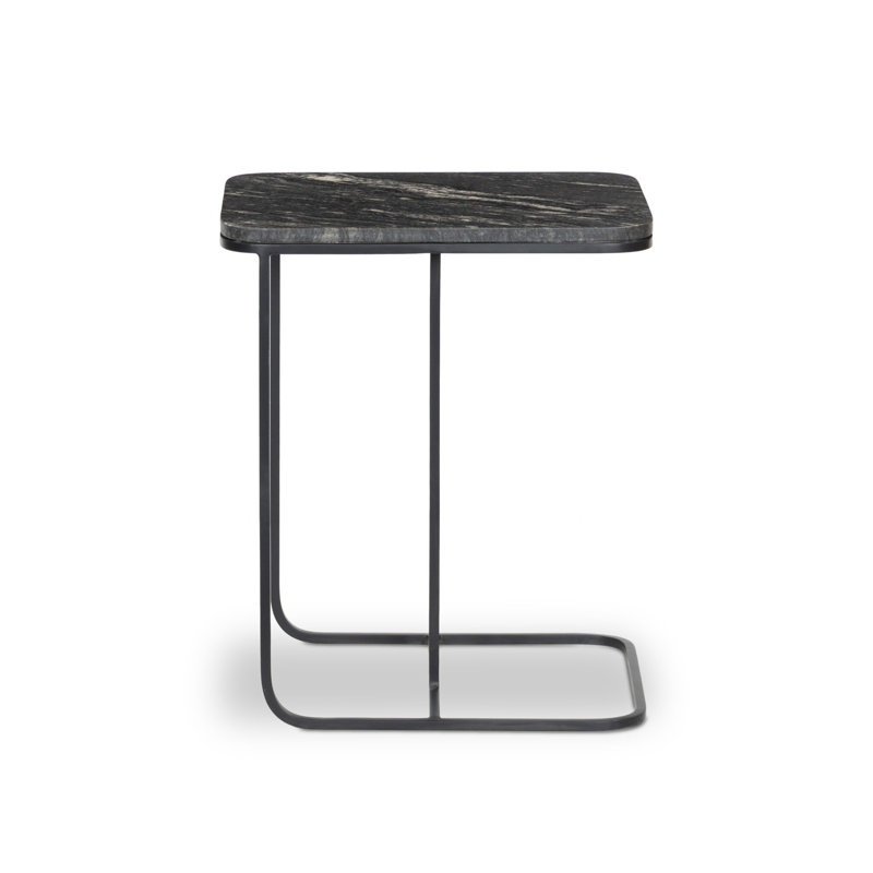 Adalley Marble End Table, Matte Black, Polished Black