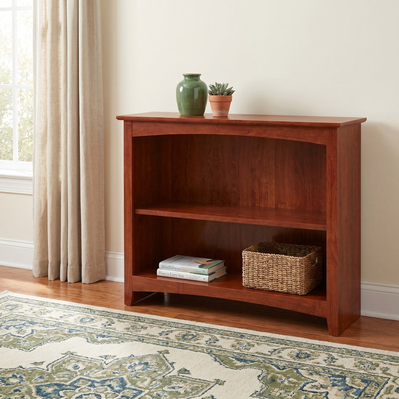 Malani 36" H Solid Wood Classic Bookcase, Washington Cherry, (2 Shelves) 29"H x 37.75"W x 12.875"D