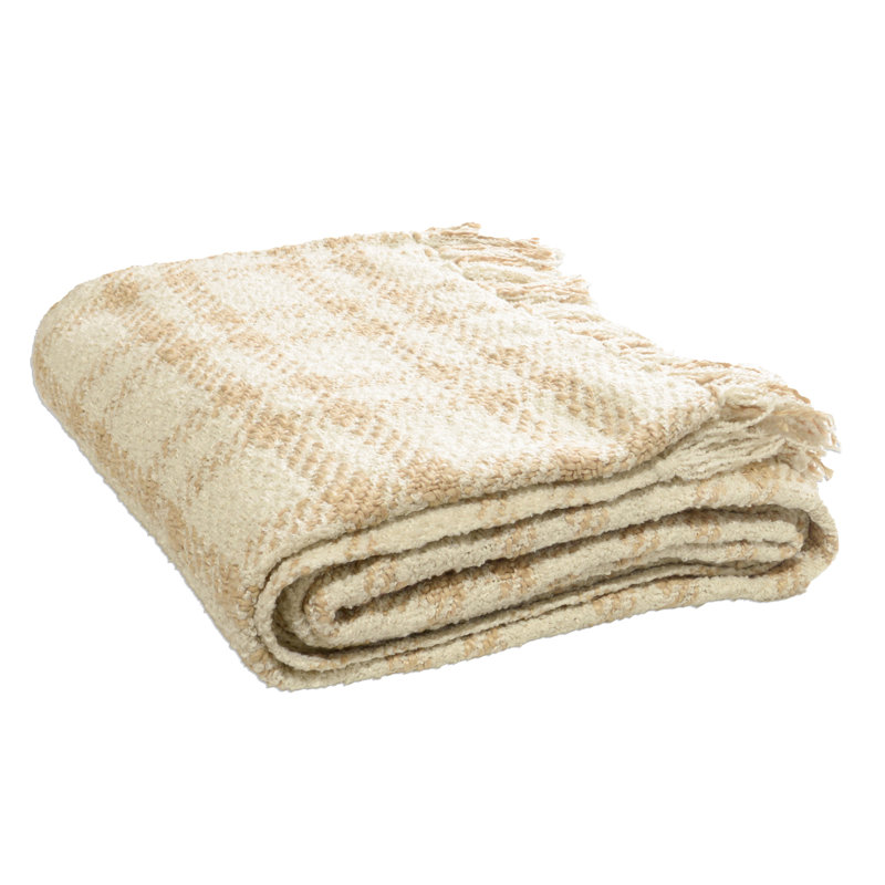 100% Polyester Throw, Ivory/Beige