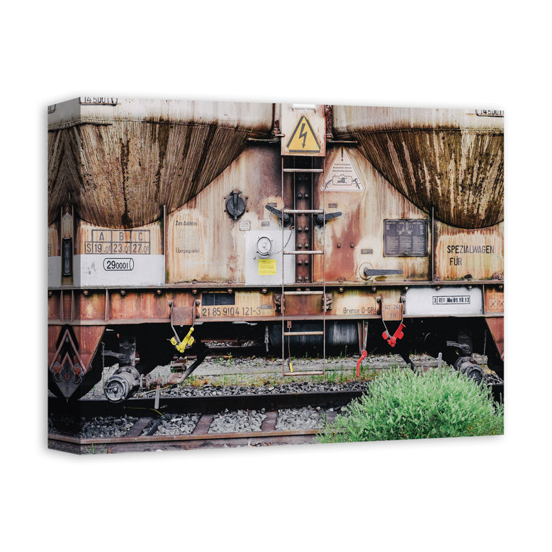 Train rustique sur toile, H 11 po x l 14 po x P 1,25 po