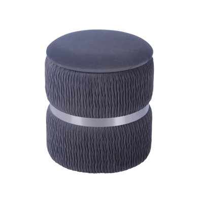 Repose-pieds rond en velours avec rangement de 13,5 po Glena