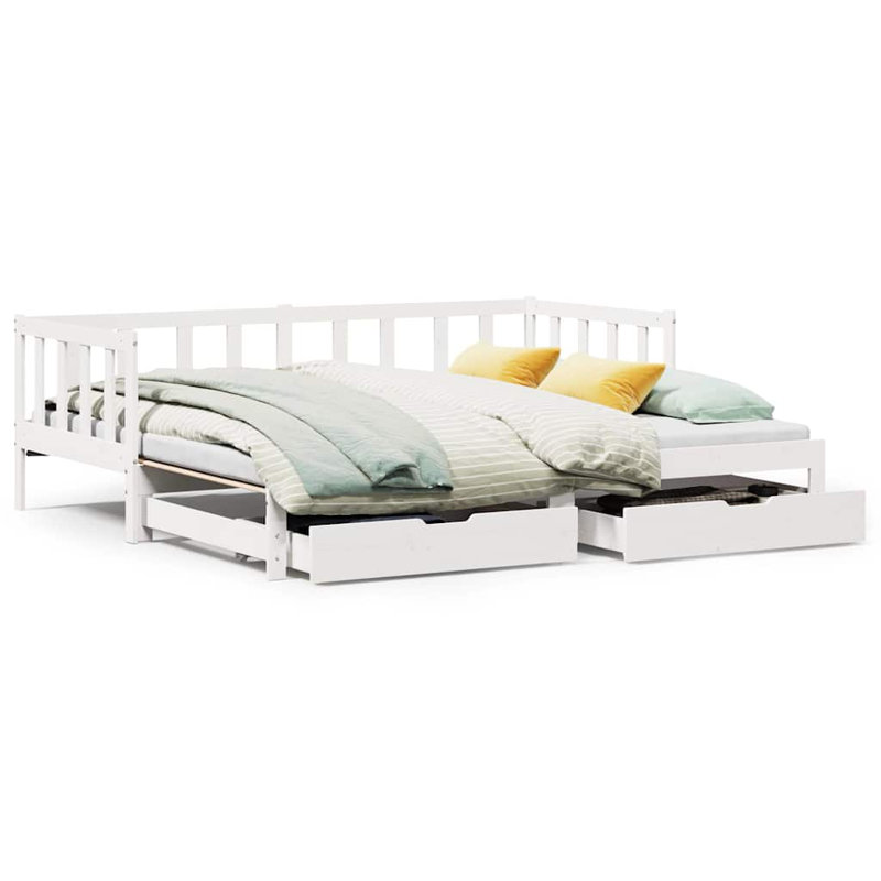 Segura Solid Wood with Trundle, White, European Single (90 x 200cm)