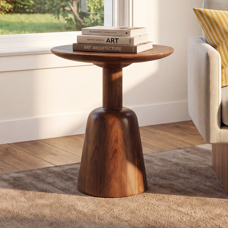 James Solid Wood End Table, Dark Brown
