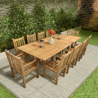 Sturbridge 10 - Person Teak Wood Patio Dining Set with Extendable Rectangular Table