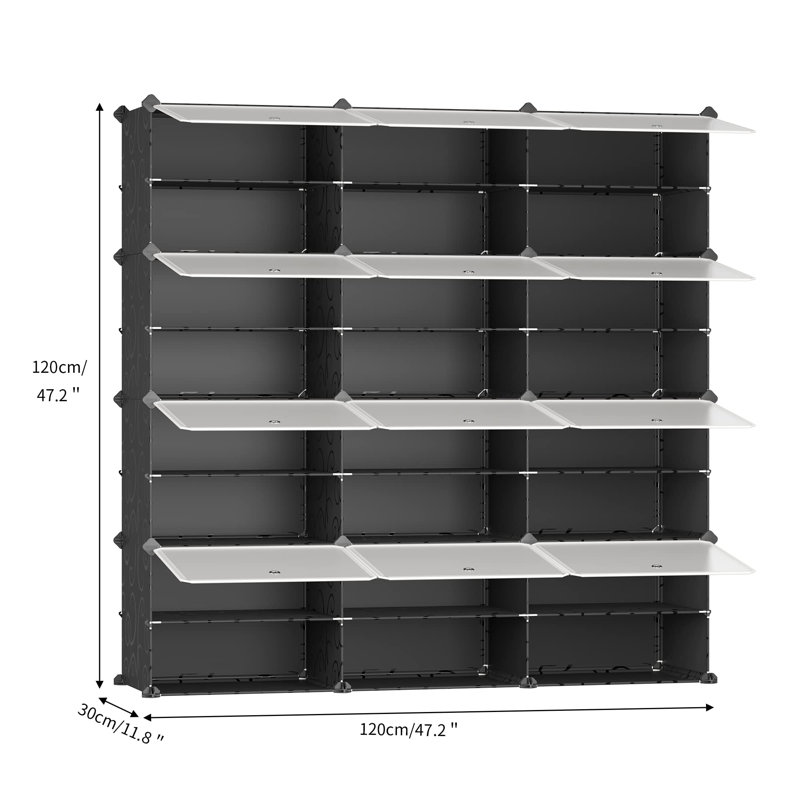 24 Pair Shoe Storage Cabinet, Black