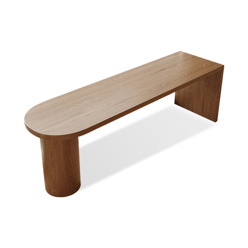 Bureau en bois massif minimaliste: rebord incurvé et base cylindrique, H 29,53 po x l 47,24 po x P 23,62 po