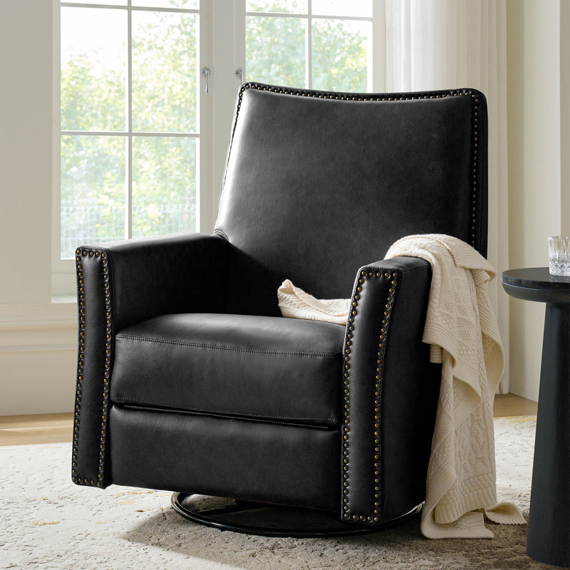 Fauteuil inclinable manuel berçant en cuir Jerseyville, Noir