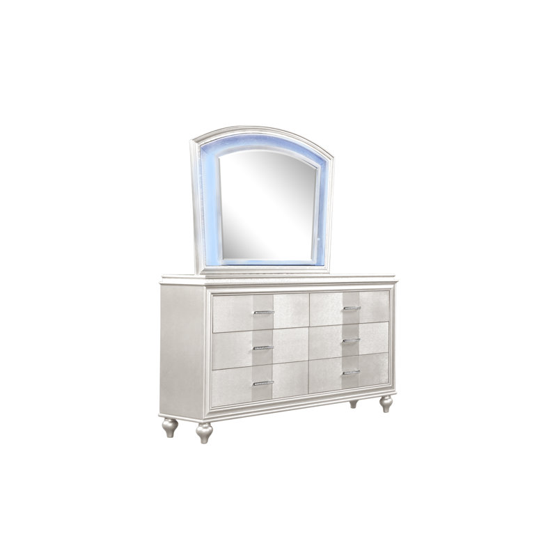 Mirror with Drawers, White