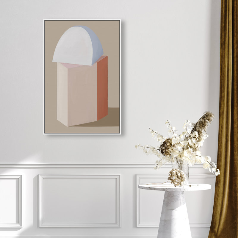 Sculptural Composition Print by Oliver Gal, 25"H x 37"W, White Floater Frame