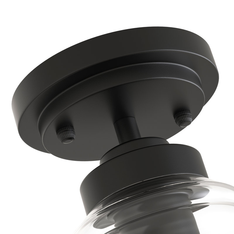 Mini Black Semi-Flush Ceiling Light With Stepped Design