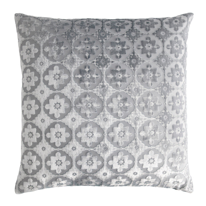 Small Moroccan Square Pillow Cover & Insert, Silver, 18" x 18"