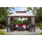 Sunjoy 11 ft. x 13 ft. Gazebos with Planters, Contempo Outdoor Patio Steel 2-Tier Soft Top Gazebo with Netting and Curtains