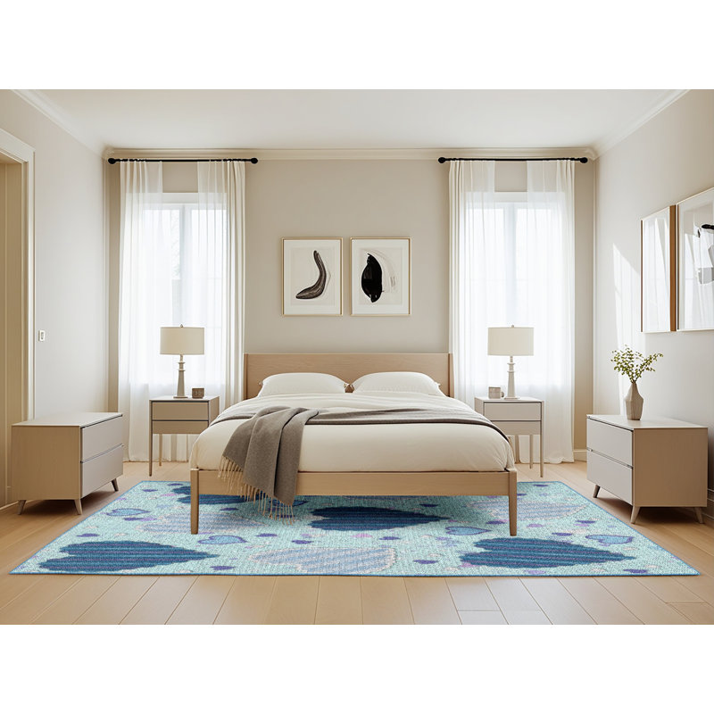 Tapis bleu marine à motifs Adilene, Rectangle 5 pi x 8 pi