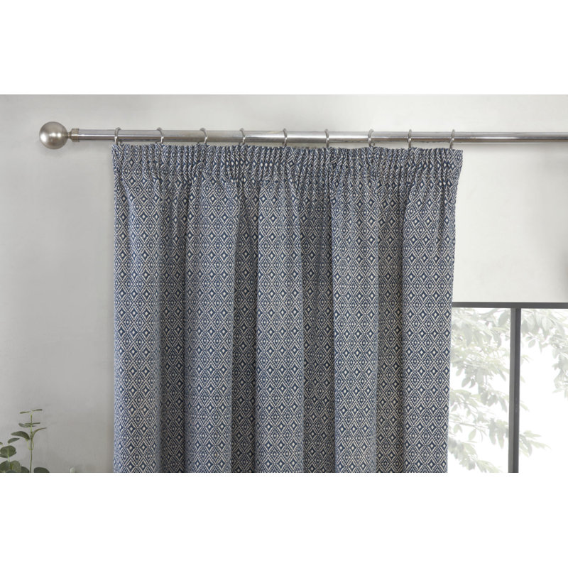 Craigwood Semi Sheer Curtain Pair, 117 W x 183 D cm, Navy
