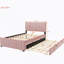 Lit plateforme double en velours avec lit gigogne double, rose-114824062
