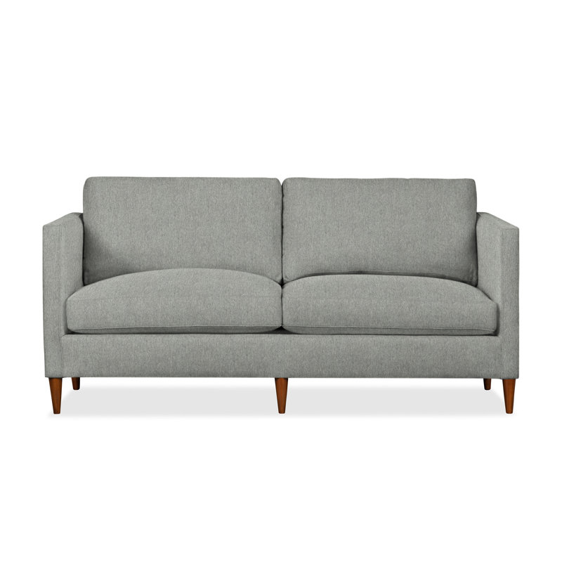 Clifford Upholstered Custom Studio Sofa, Ticket Smoke Heathered Basketweave