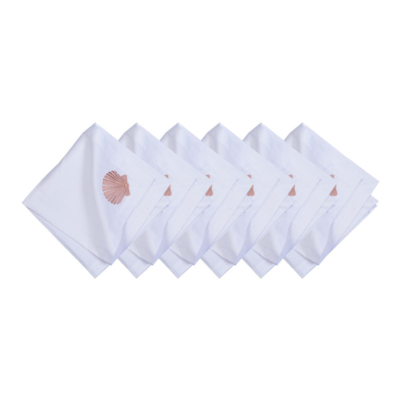Nature Coral Embroidered Napkins Set of 6