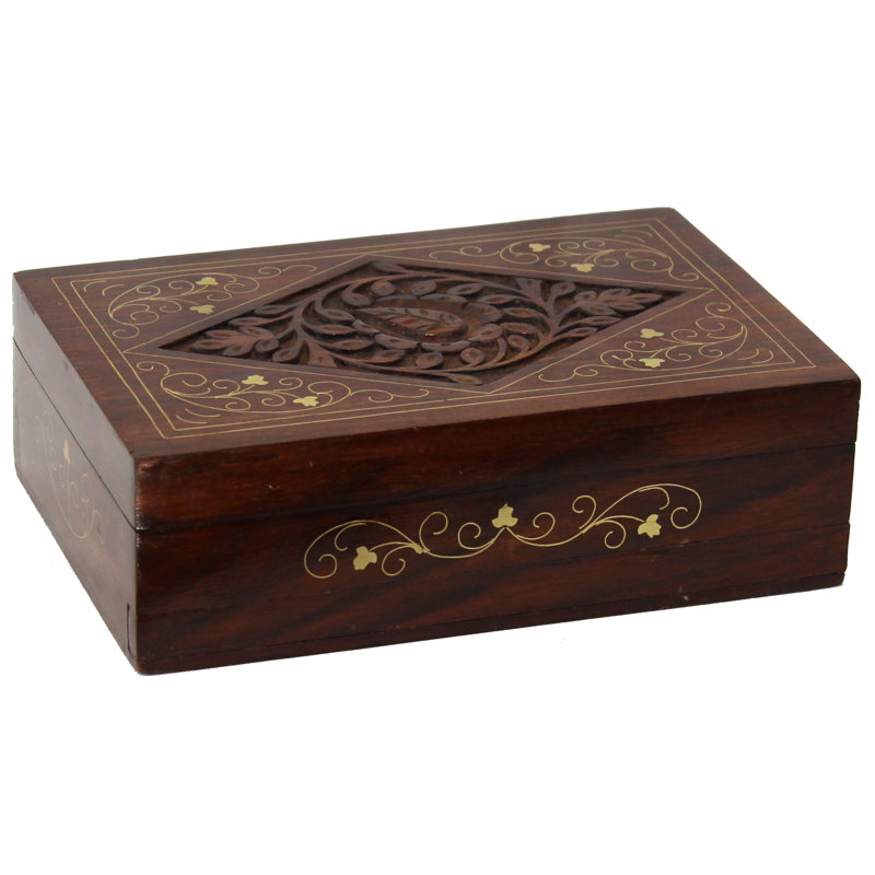 Coffret décoratif en bois de rose à losanges fabriqué à la main Abramson