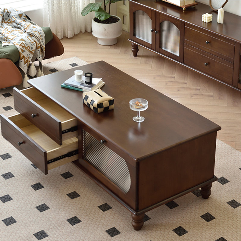 Meuble télé et table basse en hévéa