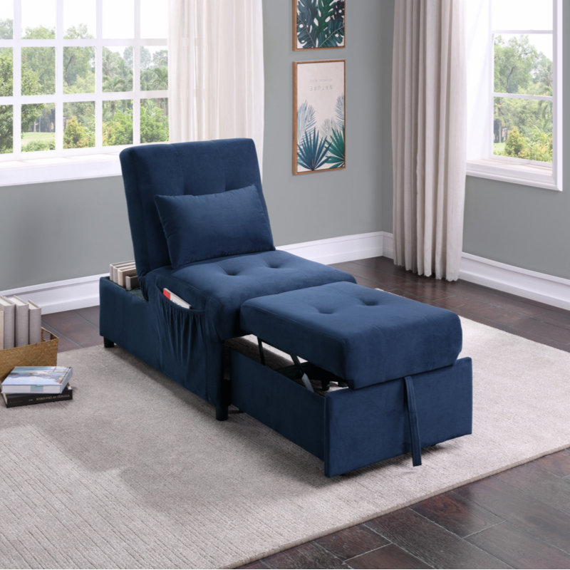 Banc de rangement à plateau relevable moderne avec lit escamotable 1pc, Bleu foncé