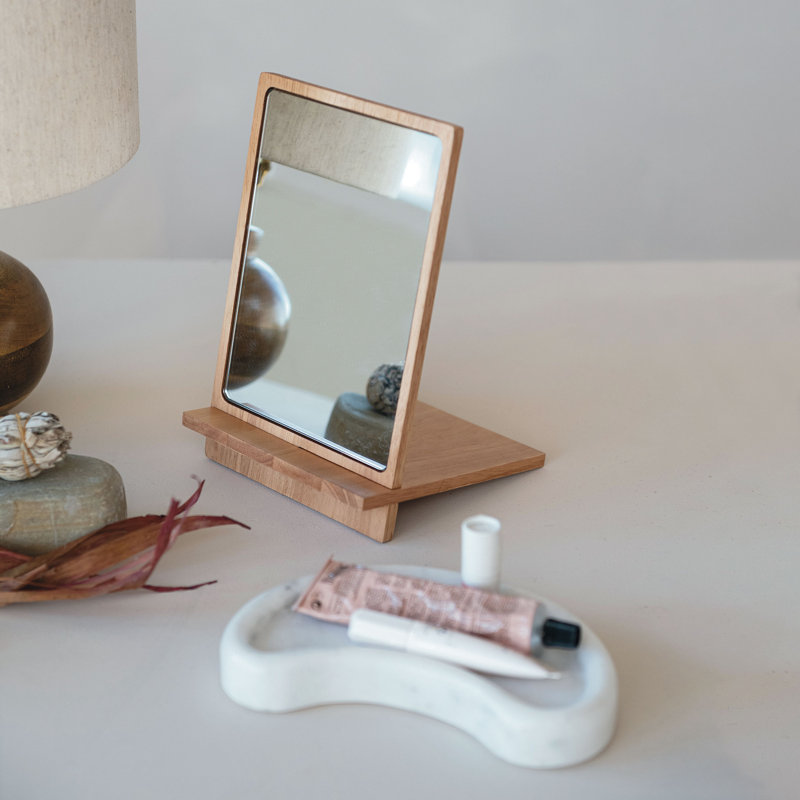 Rubberwood Reflections Desk Mirror
