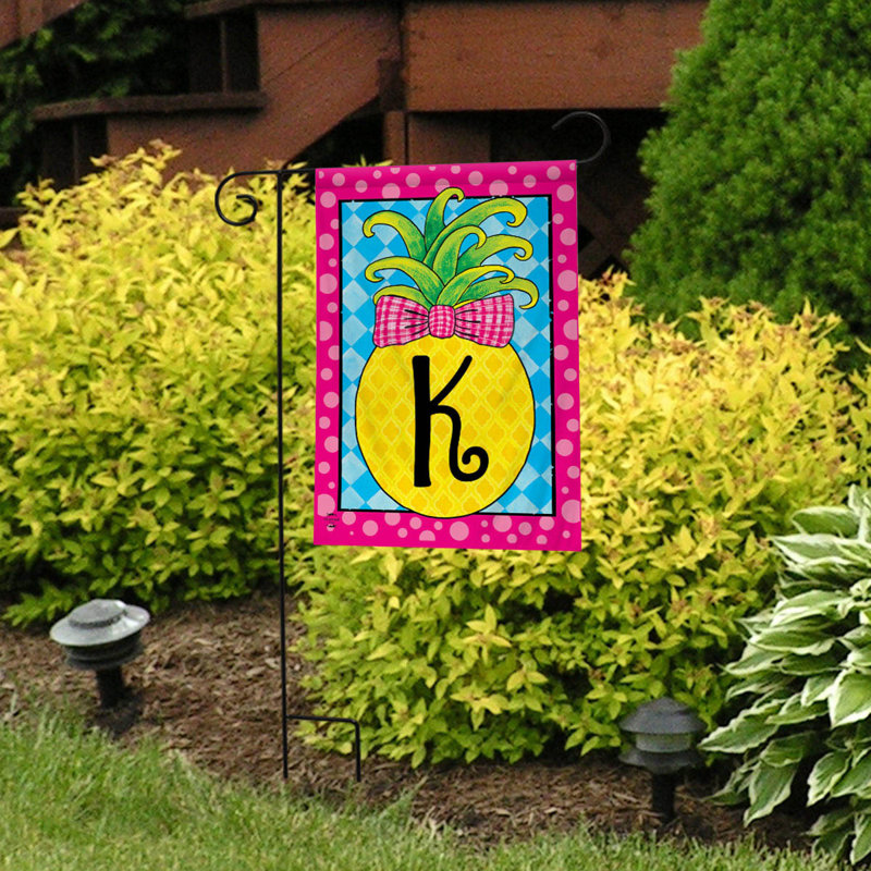 Pineapple Monogram Letter K Garden Flag